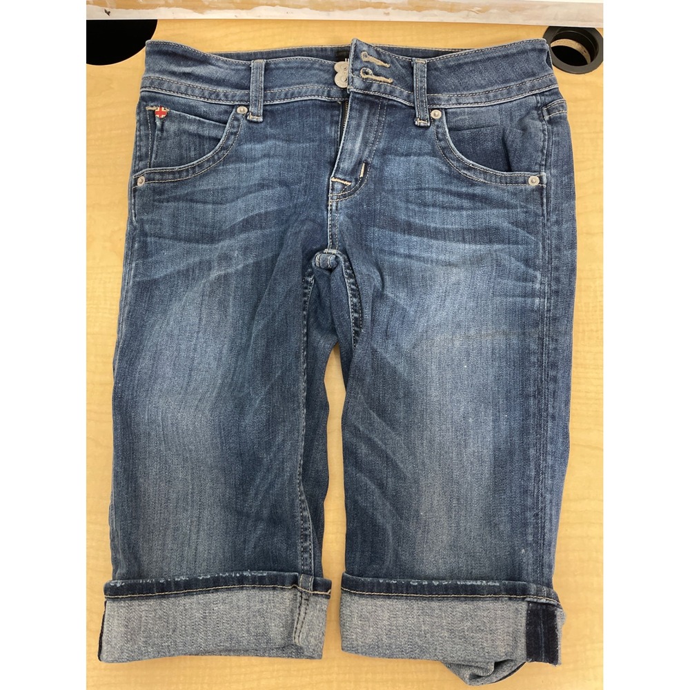 Hudson Jeans Blue Denim Cuffed Shorts Flap Pocket Size 27